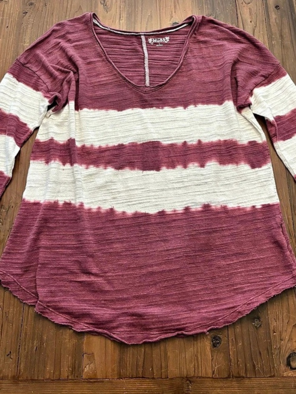Mudd Burgundy & White Tie Dye Retro Tee Large